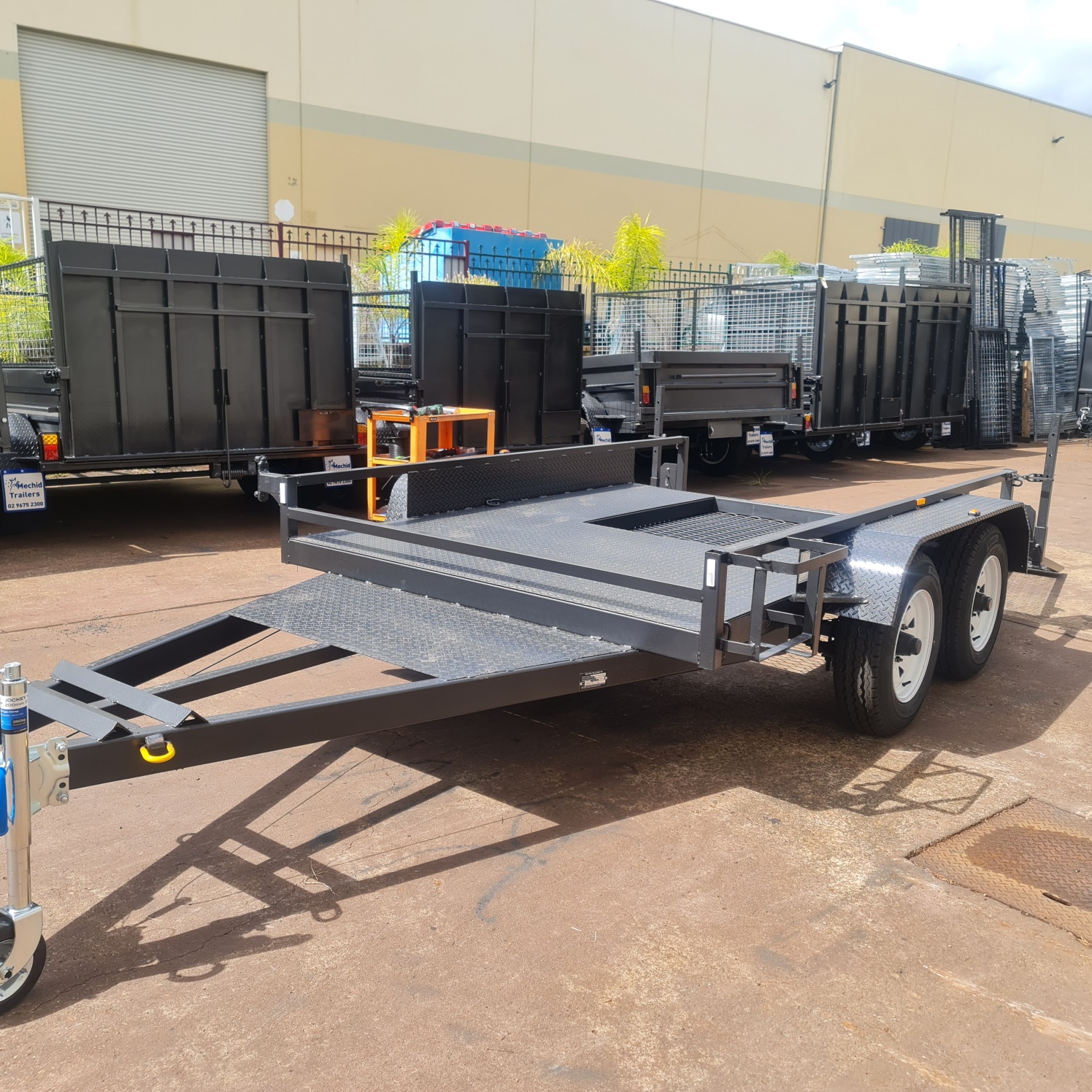 10x6 Tandem Beaver Tail with Drop Down Hard Mesh Ramp - Mechid Trailers